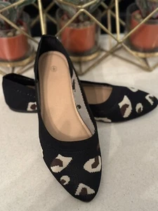 New Fashion Ballet Pointy Toe Flats Mesh Slip-On Leopard Print Shoes Size 9 - Picture 1 of 8