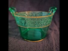 Lotus Glass, Georgian Gold Brocade #889 etch, UV reactive ice bucket Circa 1930s