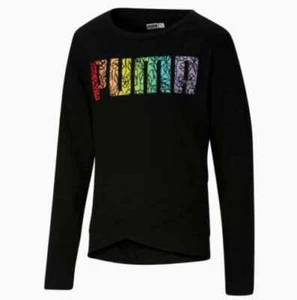 Puma Girls' Long Sleeve Fashion Tee - Black YM - Picture 1 of 2