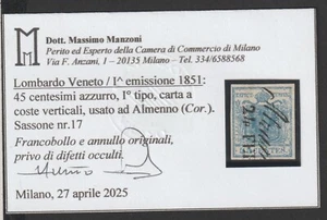 ANTIKE STAATEN LOMBARDEI VENETO 45 CENT TYP 1 GERIPPT ZERTIFIKAT REF 1359 - Bild 1 von 3