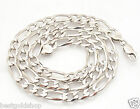 24" Italian Reversible Anti-Tarnish Figaro Chain Necklace Real Solid 925 Silver