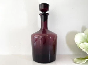MCM Hand Blown Amethyst Purple Glass Decanter with Stopper / Genie Bottle - Picture 1 of 16
