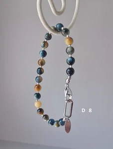 New men's gold hawk's eye and hematite stainless steel hand made bracelet - Picture 1 of 5