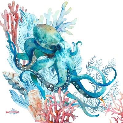 Servilletas Náuticas Pulpo 20 un. Servilletas de Cóctel Playa Cóctel Servilletas Decoupage Foto 1 de 4