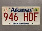 VINTAGE ARKANSAS LICENSE PLATE THE NATURAL STATE 946-HDF MARCH 2008 STICKER NICE