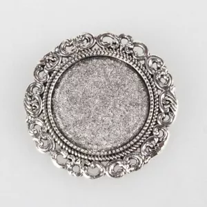 3X Vintage Brooch Cabochon Tray Setting Frame Antique Silver Bezel Blank Pendant - Picture 1 of 2