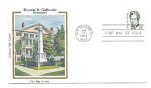 1861 20c Thomas H Gallaudet, Colorano "Silk" Cachet FDC - Picture 1 of 1