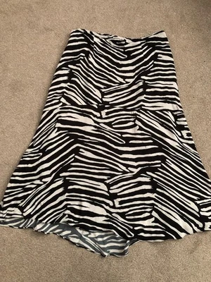 Whistles Skirt Maxi Size 14 Zebra Print Black and White Lined VGC Floaty Viscose - Image 1 of 4