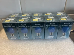 10 X 25W Crompton Blue Coloured Round Golf Ball Light Bulbs Bayonet BC, B22 Lamp - Picture 1 of 2