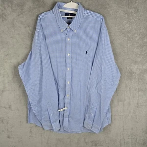 Polo Ralph Lauren Shirt Mens Sz XL Blue Gingham Sretch Fit Button Long Sleeve - Picture 1 of 8