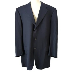 Canali Men's Suit Jacket 54 Made in Italy Navy Blue Blazer Woolmark Wool Luxury - Picture 1 of 8