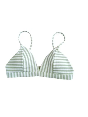 H&M Bikini Top 6 Women's Green White Striped Padded Triangle Swim Beach Cruise - Image 1 of 4