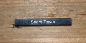 LEGO Black Tile 1 x 8 with 'Sears Tower' Pattern ref #4162pb018 Set 21000