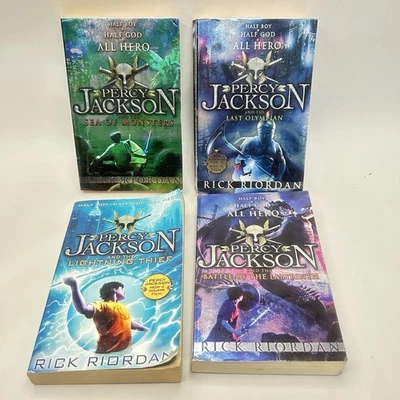 4 x Percy Jackson Books Bundle by Rick Riordan Half Boy Half God All Hero - image 1 of 4