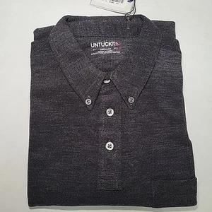 UNTUCKit Men’s Medium Madiran Charcoal Short Sleeve Polo Shirt Pocket Collard - Picture 1 of 8