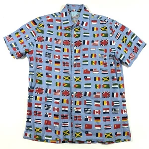 Robert Graham Flag Motif Button front Shirt Blue Size Medium - Picture 1 of 6
