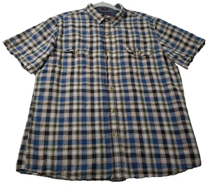 Camisa con botones Alesbury para hombre L grande a cuadros bolsillos con solapa mangas cortas informal - Imagen 1 de 10