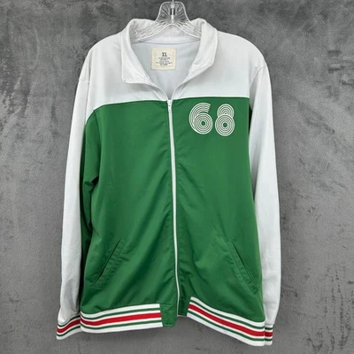 Chaqueta de Pista Old Navy México 68 XL Verde Blanco Cremallera Retro Estilo Olímpico Años 2000 Foto 1 de 4
