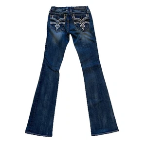 Rock Revival Jeans Women's 26 Essie Boot Embellished Metallic Stitch Denim - Picture 1 of 14