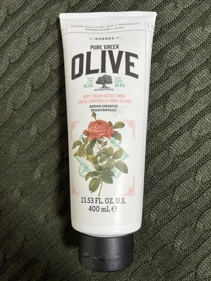 KORRES PURE GREEK OLIVE VELVET ROSE BODY CREAM NEW/SEALED  13.53OZ / 400ml - Image 1 of 3