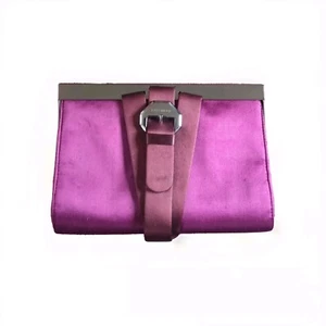 Pink Gunmetal Satin Clutch Karen Millen Long Chain VGC - Picture 1 of 14