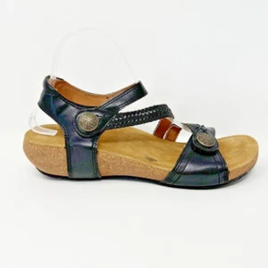 BC Studio Black Leather Hook & Loop Sandal, Size 9.5 US 40.5 EU - Picture 1 of 13