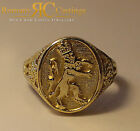 Unisex 925 Solid Sterling Silver Polished Lion Ring 5.7g Dipped in 9ct Gold