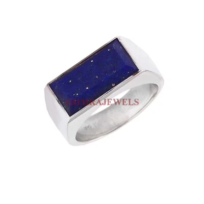 Anello Da Uomo In Lapis Lazuli Naturale Con Argento Sterling 925 #913 - Immagine 1 di 4