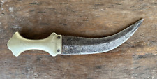 Antique Old Rare Hand Carved Solid Iron Blade Metal Handle Dagger Sword Knife