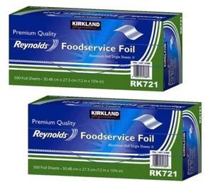 2-PAK Kirkland Reynolds Foodservice Aluminum Foil 12x10.75 in, Total 1000 Sheets - Picture 1 of 6