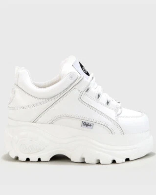 Buffalo Calf London Plateauschuhe Leder Damen Sneaker weiß