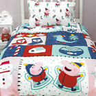 Peppa Pig Snowman - Single Duvet Cover Set - Kids Boy Girl Bed Bedding Set      