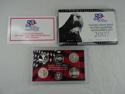 2007-S Silver Quarter Proof Set 5 Coins OGP & COA 90% US Mint Statehood - Image 1 of 4