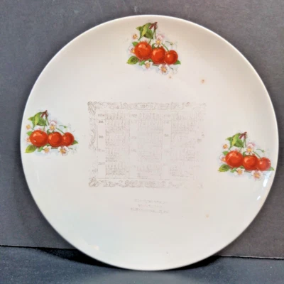 Elizabethville PA 1909 Samuel Eby Mercante Publicidad Calendario Plato Cerezas Foto 1 de 4