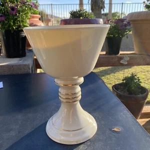 Lenox Vintage Chalice Vase or Bowl Ivory w/24K Gold Trim 9" T by 6.25" D Top128 - Picture 1 of 8