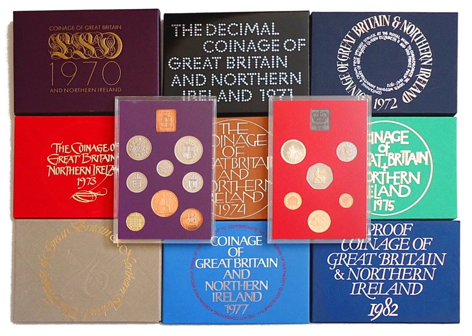1970 to 1982 UK Proof Coin Year Set Royal Mint Birthday Gift - Image 1 of 1