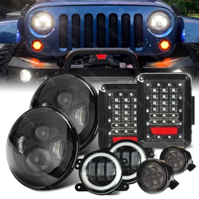 Combo de faróis de neblina 7" LED para Jeep Wrangler JK 2007-2018 - Imagem 1 de 4