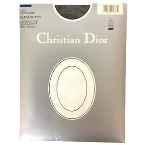 Christian Dior Diorissimo Pantyhose Sz 3 Large Black Control Top Sandalfoot 80s - Picture 1 of 2