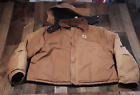 Vtg Carhartt J02 BRN Coat Duck Work Jacket Quilt Lined Mens 54 REG Hood A02 USA