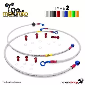 Frentubo kit brake hose braided Type 2 steel Honda Transalp XL600V 1997-1999 - Picture 1 of 7