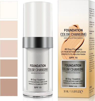 HEXIN Color Changing Foundation, farbwechselnde Foundation für reife Haut, langlebig