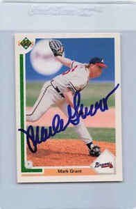 1991 Upper Deck #301 Mark Grant Braves Signed Auto *G2910