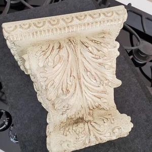Neoclassical Plaster Look Wall Shelf Corinthian Bookend Cream Acanthus Leaf - Picture 1 of 24