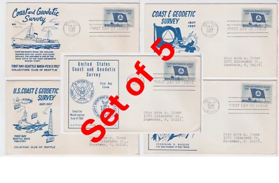 TurtlesTradingPost - Coast & Geodetic Survey #1088- 1957- 5 Seattle Club FDCs - Image 1 of 4