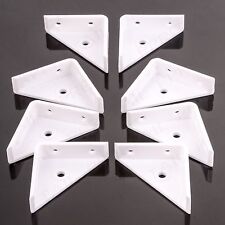 8x White Lipped Corner Brace 50mm/2" Plastic Angle Brackets Furniture Fix/Join