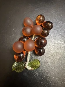 Rare Amber Vintage Cluster Glass Grapes Iridescent With Bubbles. - Picture 1 of 5