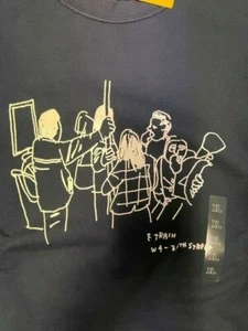 Felpa Uniqlo x Jason Polan taglia US uomo XL Navy NYC UT NUOVA CON ETICHETTE ESAURITA!!!! - Foto 1 di 4