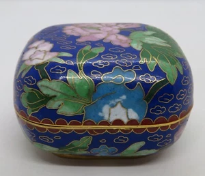 Scatola antica cinese blu cloisonné vintage art deco orientale - Foto 1 di 10