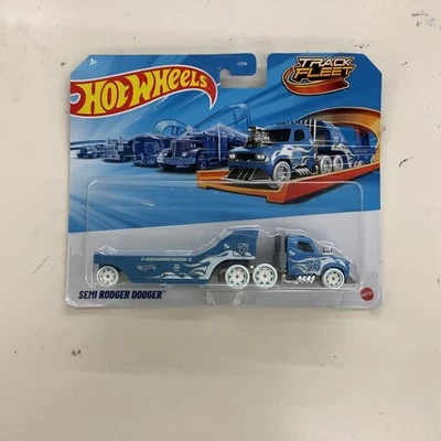 2024 HTF Hot Wheels Track Fleet 1:64 Blue Semi Rodger Dodger - Image 1 of 2