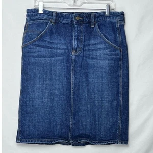 Lauren Ralph Lauren Damengröße 10 blau knielang Reißverschluss vorne Jeansrock - Bild 1 von 5